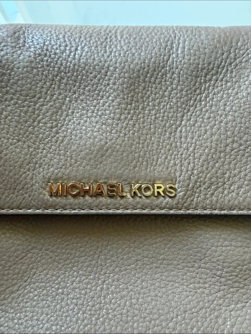 Michael Kors Taupe Leather Crossbody with Gold Hardware